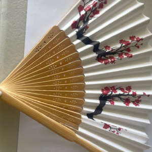 Paper and Bamboo Hand Fan, Cherry Blossom
