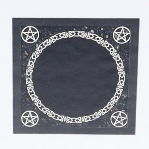 Black Tourmaline Leather framed Scrying Mirror 17cm x  17cm